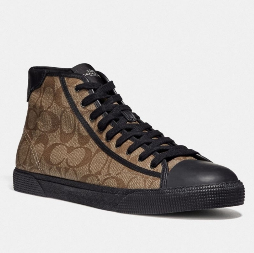 Coach Sig Hi-Top Lace Up Logo Sneakers Men 10.5 Like New